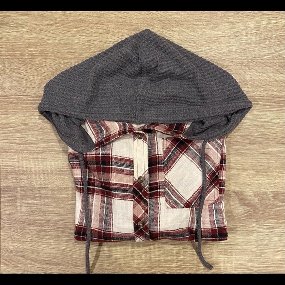 Maurices Tops - Maurices Flannel Button Up W/ Hood